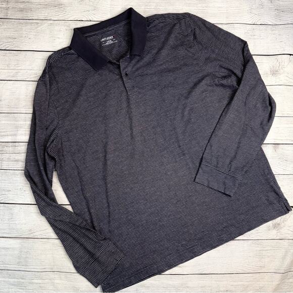 UNTUCKit Men's Cerro Long Sleeve Polo Shirt Gray Striped Size Large - Picture 1 of 6